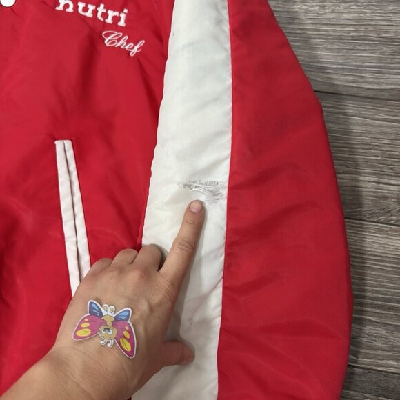 VTG CCM Bomber Jacket Mens S Red White Varsity Retro Nutri Chef Baseball 70s 80s - Picture 6 of 16